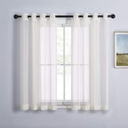NICETOWN Voile Sheer Texture Beige Window Curtains 45 inch Length, Grommet Chic Elegant Sheer Curtain Drapes Light Filtering for Basement/Kitchen, W54 x L45, 1 Pair