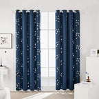 Deconovo Designer Series Silver Print Cubic Print Blackout Curtains for Living Room Bedroom, Thermal Insulated Soundproof Window Drapes, Grommet Top, Navy Blue, 52W x 84L Inch, 2 Panels
