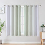 Estelar Textiler Sage and Greyish White Blackout Curtains 54 Inch Length, Light Blocking Gradient Grommet Drapes for Living Room, Thermal Insulated Ombre Curtains for Bathroom,52Wx54L,2 Panels