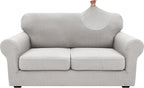 XINEAGE 2026 New 3 Pieces Couch Covers for 2 Cushion Sofa Super Stretch Loveseat Slipcover Pet Dog Universal Slip Cover Anti Slip Love Seat Furniture Protector (Silver Grey, 55"-69")