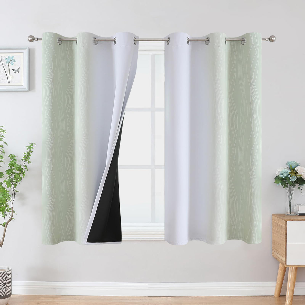 Estelar Textiler Red and Black Ombre Blackout Bedroom Curtains 45 Inch Long