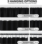 Deconovo Blackout Curtains, Thermal Insulated, W52 x L54 2 Panels, Back Tab, Machine Washable, Room-Darkening Drapes for Bedroom/Living Room Black