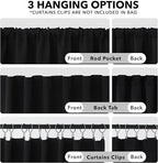 Deconovo Blackout Curtains, Thermal Insulated, W42 x L63 2 Panels, Back Tab, Machine Washable, Room-Darkening Drapes for Bedroom/Living Room Black