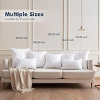 MIULEE Throw Pillows Inserts, Pack of 4 22x22 Inch 100% Virgin Fiber Filling Bed Couch Pillows