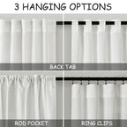 Extra Long Off White Curtain 108 inches Long 2 Panels Set for Living Room Back Tab Modern Farmhouse Coastal Decor Cotton White Sheer Linen Curtains 108 inch Length for Large Window 9 FT Tall