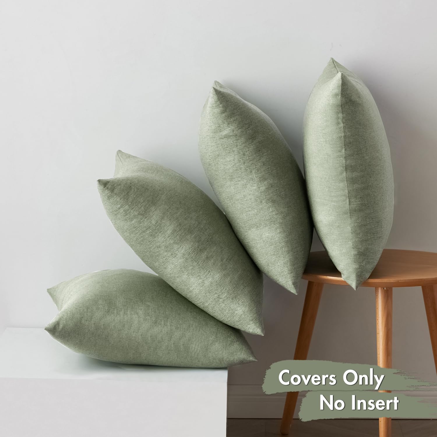 MIULEE Pack of 4 Decorative Outdoor Throw Pillow Covers Linen Waterproof Pillow Covers Summer Farmhouse Cushion Cases for Patio Garden Tent Balcony Couch Sofa 16x16 Inch Gray Green