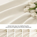 MIULEE Beige White Back Tab Blackout Curtains 63 Inch Length 2 Panels Set for Living Room Bedroom Privacy, Rod Pocket/Pinch Pleat Thermal Insulated Room Darkening Pleated Light Blocking Drapes