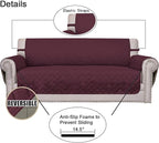 Easy-Going 4 Seater Sofa Slipcover Reversible Sofa Cover Water Resistant Couch Cover with Foam Sticks Elastic Straps Furniture Protector for Pets Children Dog Cat (XX-Large, Wine/Beige)