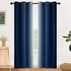 SimpleHome Ombre Room Darkening Curtains for Bedroom, Gradient Blue to Grey White Light Blocking Thermal Insulated Grommet Window Curtain/Drapes for Living Room,2 Panels, 42x84 inches Length