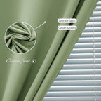 Magic Tape Blackout Curtains for Bedroom No Drillng Self Adhesive Curtains No Rod Small Window, 47" W X 84" L, Sage Green, 1 Panel