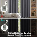Simplebrand Ava Grey Blackout Extra Long 10ft Curtains for Patio 120 Inches Long 2 Panels Set, Solid Thermal Insulated Energy Saving Rod Pocket Window Treatment Curtains Blackout Drapes, 50 Wx120 L