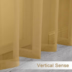 Chyhomenyc Gold Sheer Curtains 96 inches Long 2 Panels, Light Filtering Soft Airy Solid Elegant Voile Window Treatment Drapes for Bedroom Living Room Wedding Party Decor, 42 Wx96 L, 8FT L