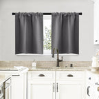 NICETOWN Short Curtains, Grey Window Curtains for Bedroom, Home Decoration Thermal Insulated Rod Pocket Blackout Blinds & Drapes for Small Windows (Gray, 2 Panels, W29 x L20 -Inch)
