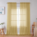 Simplebrand Gold Sheer Curtains 96 Inches Long, Light Filtering Rod Pocket Solid Color Window Sheer Curtain Panels, Elegant Curtains & Drapes for Living Room, Bedroom 2 Panels, 59" W x 96" L