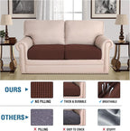 H.VERSAILTEX Super Stretch Individual Seat Cushion Covers Sofa Covers Couch Covers Slipcover Sets Thick Jacquard Textured Twill Fabric (2 Piece Large Sofa Cushion Covers, Burnt Brick)