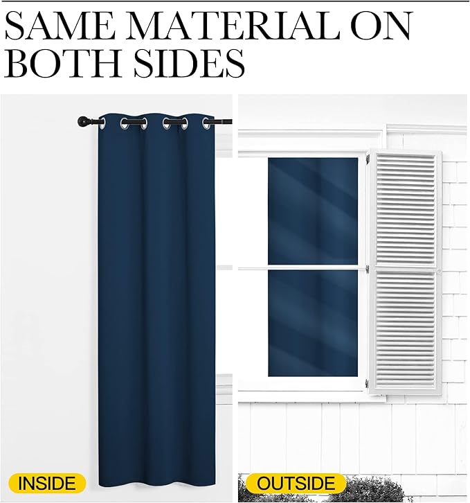 NICETOWN Window Curtain Panels, Thermal Insulated Solid Grommet Blackout Draperies/Drapes for Basement (Moroccan Blue, 1 Pair, 29 by 45-inch)