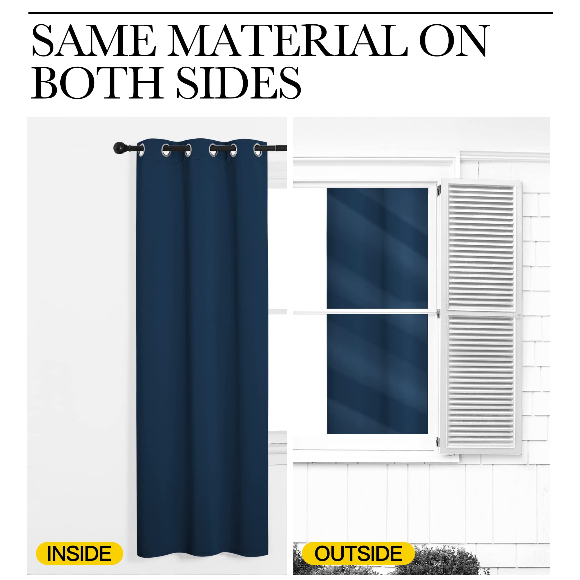 NICETOWN Bedroom Curtain Panels Blackout Draperies, Thermal Insulated Solid Grommet Blackout Curtains/Drapes (Moroccan Blue, 1 Pair, 34 by 45-inch)