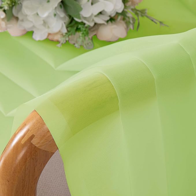 OWENIE Lime Kitchen Sheer Curtains for Bedroom Living Room 45 Inch Length, Bedroom, Soft Solid Light Filtering Voile Short Sheer Curtain for Small Window, 42" W x 45" L, Lime