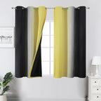 Estelar Textiler Black and Yellow Blackout Curtains 45 Inch Length, Full Light Blocking Gradient Grommet Drapes for Kitchen, Thermal Insulated Ombre Curtains for Bedroom, 42Wx45L, 2 Panels