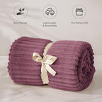 BEDELITE Fleece Throw Blanket for Couch – 3D Ribbed Jacquard Soft and Warm Decorative Fuzzy Blanket – Cozy, Fluffy, Plush Lightweight Plum Throw Blankets for Bed, Sofa, 50x60 inches