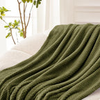 Exclusivo Mezcla Fleece Bed Blanket Twin Size, Super Soft and Warm Blankets for Couch, Sofa and Bed Waffle Textured, Cozy, Fuzzy and Lightweight (Olive Green, 60x80 Inches)