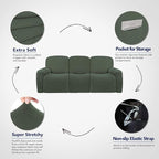 PureFit Super Stretch 3 Seats Recliner Chair Sofa Couch Cover with Pocket – Non Slip Soft Sofa Slipcover, Washable Spandex Reclining Furniture Protector for Kids, Pets (Recliner Sofa, Grayish Green)