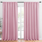 NICETOWN Blackout Curtains Window Draperies, Rouge Pink, Set of 2, 70 by 95 inches Long, Window Treatment Thermal Insulated Solid Room Darkening Drapes for Bedroom