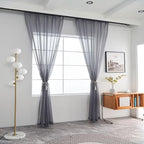 SpaceDresser Basic Rod Pocket Sheer Voile Window Curtain Panels Grey 1 Pair 2 Panels 52 Width 36 Inch Long for Kitchen Bedroom Children Living Room Yard（Grey, 52W x 36L）
