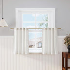 Nanspring Cream Linen Cafe Curtains 30 Inch Length Privacy Light Filtering Semi Sheer Front Door Small Window Curtains Back Tab Rod Pocket Short Curtain for Bathroom Kitchen Basement RV 26x30 Cream