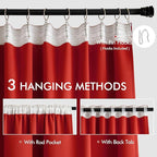 MIULEE Christmas Red Back Tab Blackout Curtain 96 Inch Long 2 Panels Set for Living Room Bedroom, Rod Pocket/Pinch Pleat Thermal Insulated Room Darkening Pleated Light Blocking Floor to Ceiling Drape