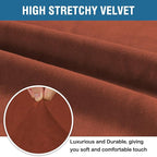H.VERSAILTEX Stretch Velvet Armchair Cover Couch Covers 1 Cushion Chair Slipcover for Living Room Furniture Cover Crafted from Thick Comfy Rich Velour (Chair 31"-49", Rust)