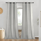 NICETOWN Linen Curtains for Windows 90 inch Long, Grommet Semi Sheer Vertical Drapes Privacy Added with Light Filtering for Doorway/Living Room, Gray, W42 x L90, 2 Pieces