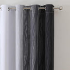 Estelar Textiler Full Room Darkening Blackout Curtains 72 Inch Length 2 Panels Set, Ombre Greyish White and Black Thermal Insulated Full Light Blocking Grommet Blackout Drapes for Bedroom, 52Wx72L