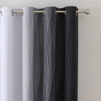 Black and Greyish White Ombre Blackout Curtains for Bedroom 108 Inches Long