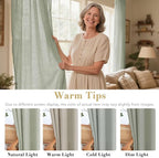 H.VERSAILTEX Elegant Natural Linen Blended Energy Efficient Light Filtering Linen Textured Semi Sheer Curtains/Nickel Grommet Window Treatments Panels/Drapes (Set of 2, Sage, 52" x 54")