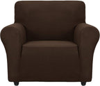 ZNSAYOTX Super Stretch Chair Slipcover Universal Sofa Chair Covers for Living Room Dogs Pet Furniture Protector Spandex Armchair Slipcovers with Anti Slip Foam Sticks (Coffee, Chair)