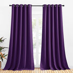 NICETOWN Bedroom Curtains Blackout Drapery Panels, 2 Panels, 70 x 108 inches, Royal Purple, Three Pass Microfiber Thermal Insulated Solid Ring Top Blackout Window Curtains/Drapes