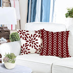 YCOLL Christmas Pillow Covers 22x22 Set of 4, Modern Sofa Throw Pillow Cover for Christmas Decor, Decorative Outdoor Linen Fabric Pillow Case for Couch Bed Car, Wine Red