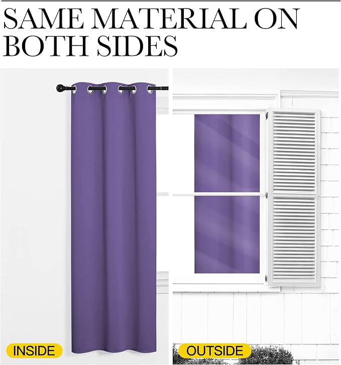 NICETOWN Blackout Curtain Panels for Bedroom, 2 Panels, W70 x L95-inch, Lilac Purple, Thermal Insulated Grommet Top Blackout Draperies and Drapes for Basement