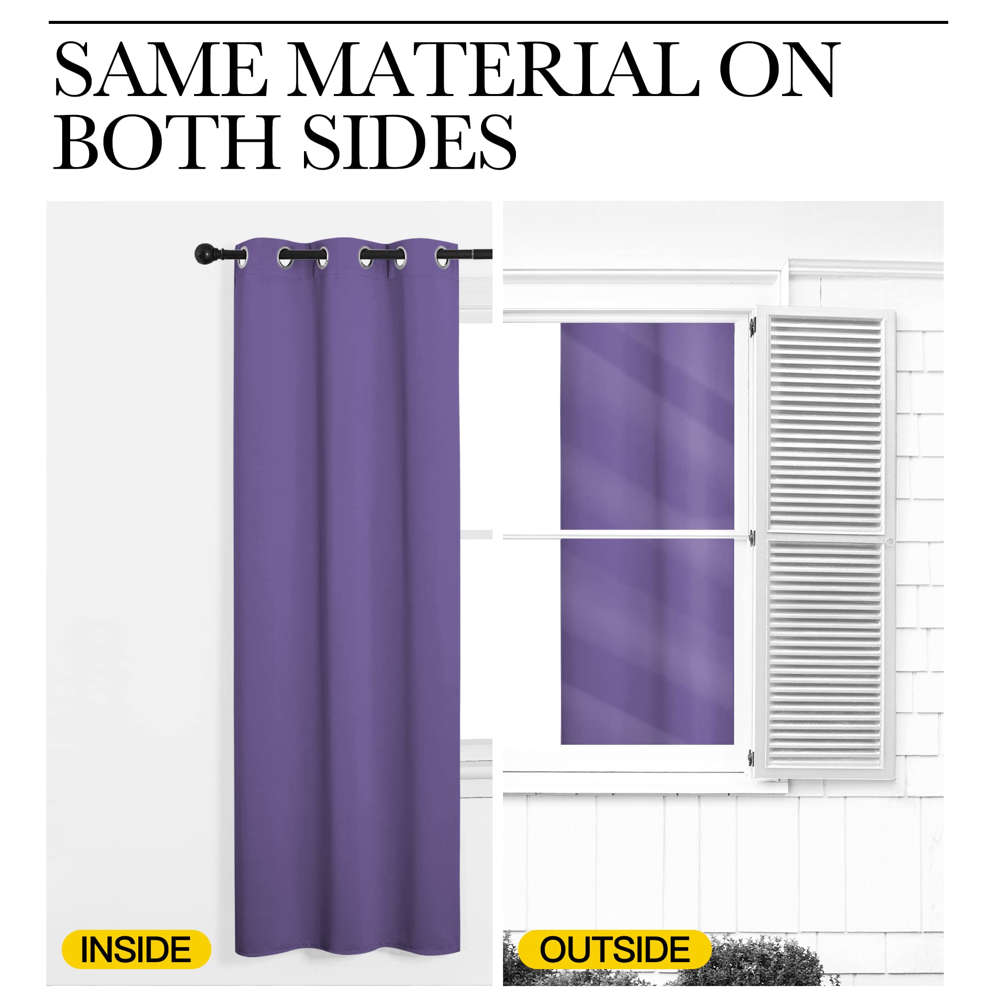 NICETOWN Blackout Curtains & Drapes for Bedroom, Lilac Purple, W34 x L48, Set of 2, Triple Weave Grommet Top Thermal Insulated Light Blocking Panels for Bathroom/Living Room