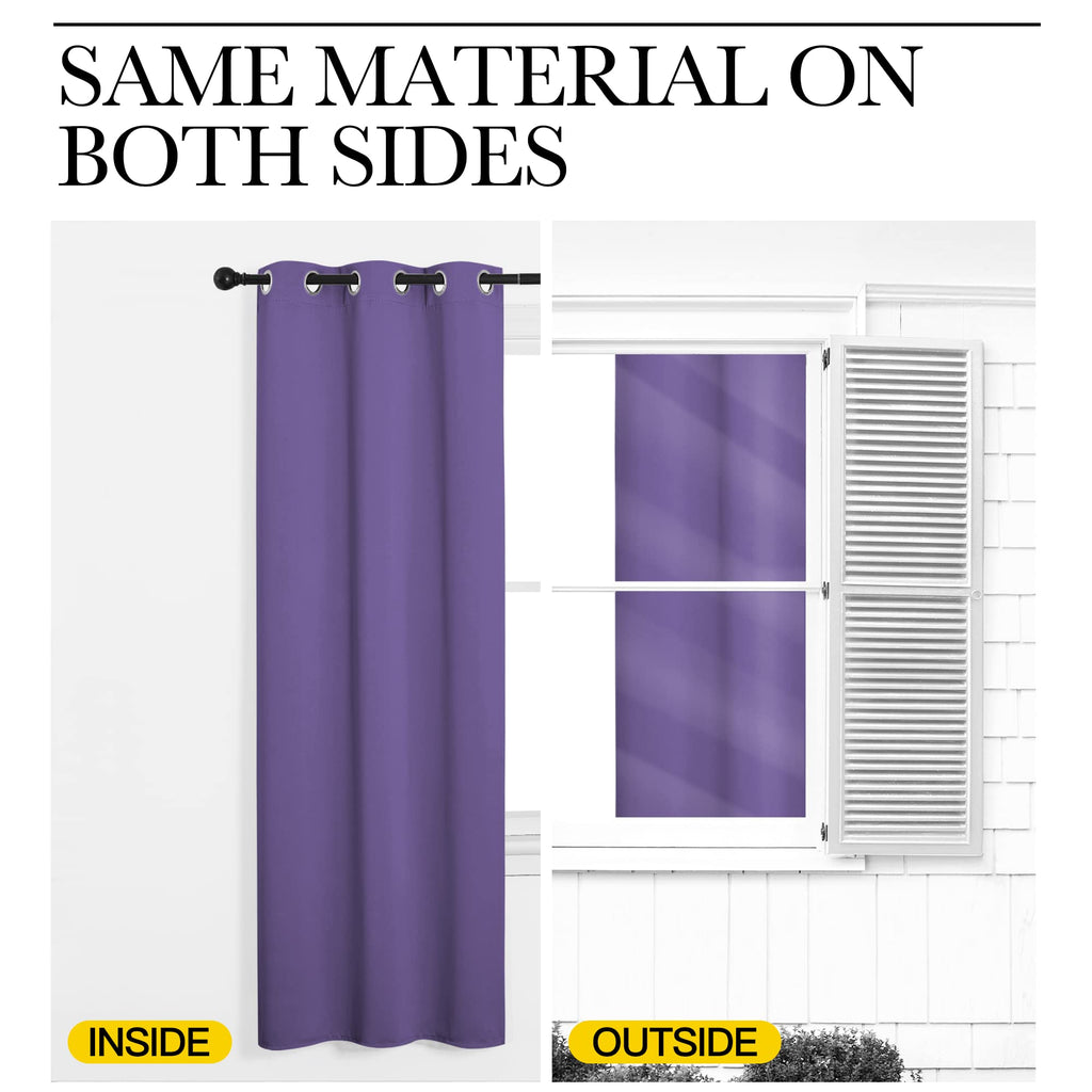 NICETOWN Bedroom Curtains Blackout Drapery Panels, 2 Panels, 70 x 108 inches, Lilac Purple, Three Pass Microfiber Thermal Insulated Solid Ring Top Blackout Window Curtains/Drapes