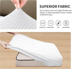 Easy-Going Stretch Individual Chair Couch Cushion Cover Sofa Cushion Furniture Protector Sofa slipcover Soft Flexibility with Elastic Bottom (3-Piece Sofa Cushion Cover, Snow White)