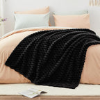 EXQ Home Fleece Throw Blanket for Couch and Bed, 3D Imitation Large Turtle Shell Jacquard Decorative Blankets, Plush Lightweight Fuzzy Flannel Blanket Suitable for All Seasons (50"×60",Black)