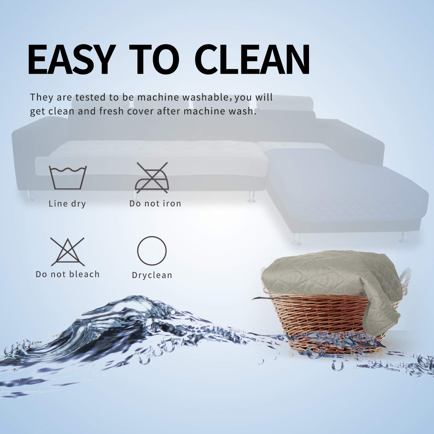Easy-Going Sectional Couch Covers for Dogs L Shape Sofa Cover Reversible Sofa Slipcover Chaise Lounge Cover Furniture Protector Cover for Pets Dog Cat (42 x 68 inches, Beige/Beige)