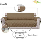 Easy-Going Reversible Oversized Couch Cover for 3 Cushion Couch Sofa Cover for Dogs Water Resistant Furniture Protector Cover with Foam Sticks for Pet (Oversized Sofa, Camel/Ivory)