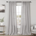 Nanspring Grey Linen Curtains 120 Inch Extra Long for Living Room Back Tab Light Filtering Semi Sheer Drapes Modern Farmhouse Coastal Decor Cotton Textured Curtain for Floor to Ceiling Window 10 FT