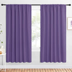 NICETOWN Bedroom Window Curtain Panels, Lilac Purple, 2 Panels, 62 in x 72 in (W x L), Window Treatment Thermal Insulated Rod Pocket Room Darkening Curtains/Drapes for Patio Door