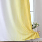 Estelar Textiler Yellow and Greyish White Gradient Room Darkening Blackout for Living Room, Thermal Insulated Ombre Light Blocking Grommet Blackout Drapes for Bedroom, 42Wx84L, 2 Panels