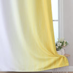 Yellow and Greyish White Ombre Blackout Curtains for Living Room 63 Inch