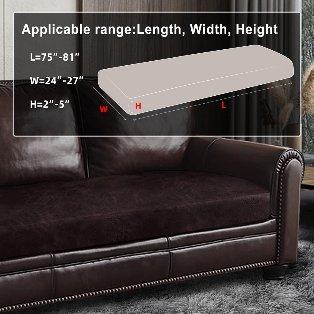 ANARACHON Leather Look Couch Cushion Covers Sofa Seat Slipcovers Sets Couches Furniture Protector for Sectional Armchair Loveseat Pets Kids Stretch Spandex Fabric (1 Cushion XL Sofa, Chocolate)